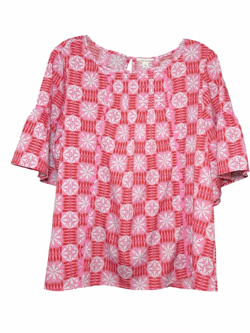 NWT Mary Square Size Large Pink and Red Jane Top